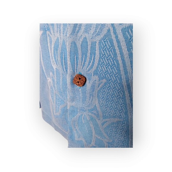 Montego Mon Blue Silk Embroidered Hawaiian Flowers Shirt Men's Sz S Short Sleeve - Picture 7 of 12